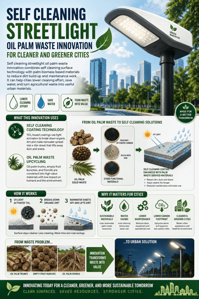 Self Cleaning Streetlight Oil Palm Waste