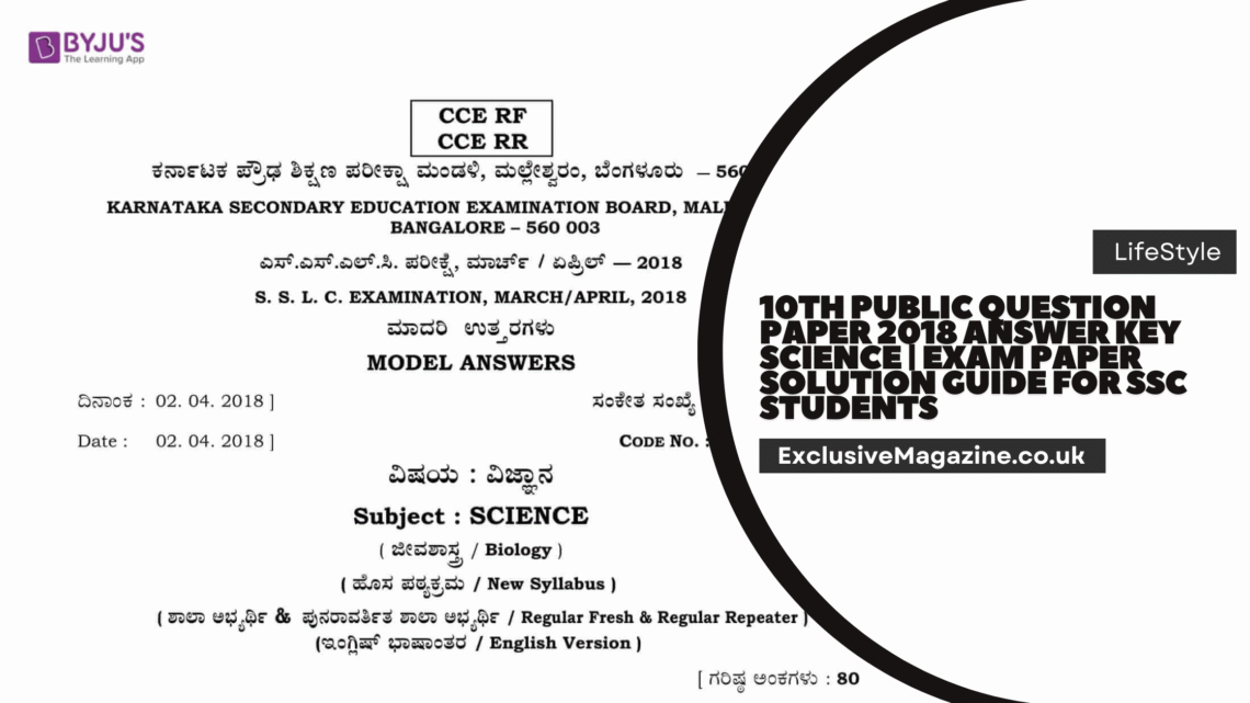 10th Public Question Paper 2018 Answer Key Science